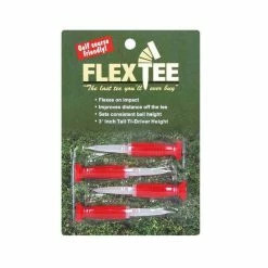 FlexTee Flexible Fluorescent Golf Tees Red-4 Pack